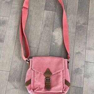 Chic vintage nice red heavy Canvas Crossbody Bag Good used condition